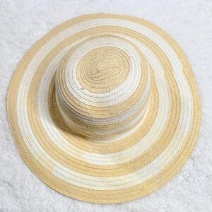Packable Striped Tan and White Sun Hat